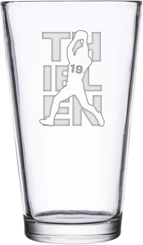 Vista 24 de Hat Shark Jugador atlético deportivo de fútbol – Vasos de pinta grabados con láser para cerveza, jarra de 16 onzas (Allen #17)