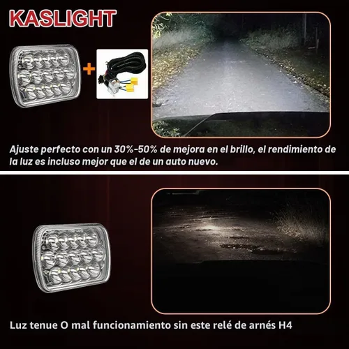 Vista 2 de KASLIGHT 1 juego 2 arneses de cableado para faros delanteros H4 Arnés de relé para faros delanteros H6054 Kit de conectores de enchufes LED