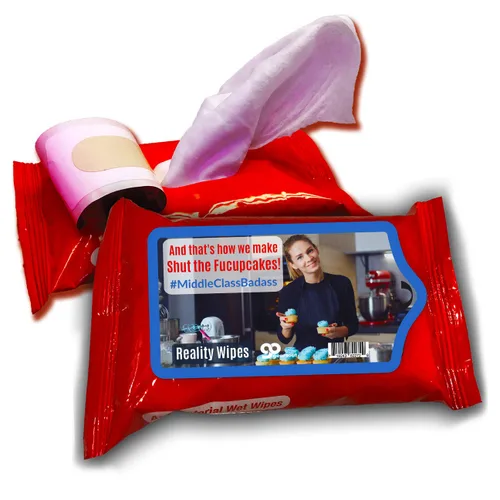 Vista 2 de Toallitas Shut the Fucupcakes - Divertido diseño de horneado de clase media - Divertidas toallitas húmedas para mujeres - Tamaño de viaje