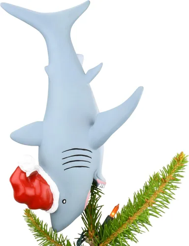 Vista 3 de Tree Buddees Gran adorno para árbol de Navidad de tiburón blanco, grande, 10 pulgadas