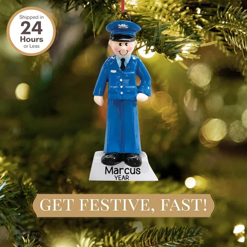 Vista 2 de Adorno personalizado de la Fuerza Aérea 2025 Personalización gratuita las 24 horas Adornos militares de Navidad grabados con láser para árbol