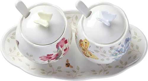 Vista 2 de Lenox Butterfly Meadow - Juego de condimentos de 7 piezas, color blanco