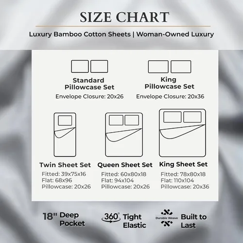 Vista 5 de BedVoyage Cozy Sheets Queen - Juego de sábanas de 50% viscosa de bambú y 50% mezcla de algodón, ropa de cama suave y transpirable, bolsillo profundo