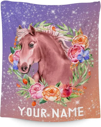 Vista 7 de Manta de caballo para regalo, 30 x 40 pulgadas, bonita manta para niñas y niños, manta blanca de felpa suave y mullida para sofá, oficina