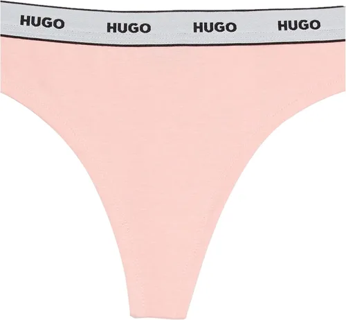Vista 3 de HUGO Paquete de 3 tangas elásticas de algodón con logotipo repetido para mujer