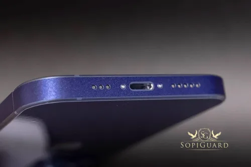 Vista 5 de SopiGuard Adhesivo para iPhone 15 Plus 6.7" Full Body Wrap Precision Edge-to-Edge (azul cepillado)
