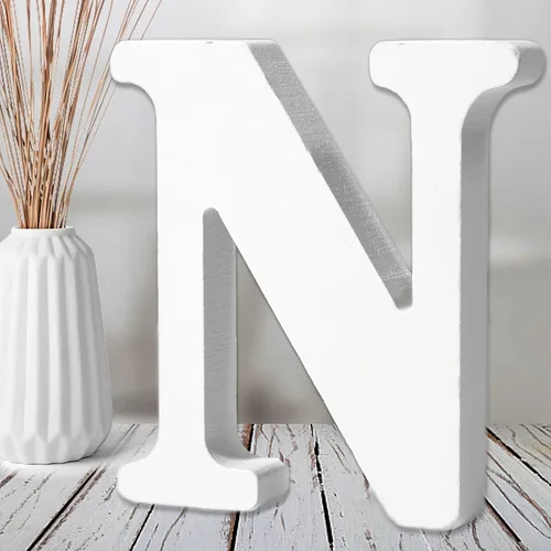Vista 29 de AOCEAN Letras de madera blanca de 6 pulgadas, letras de madera sin terminar para decoración de pared, letras de pie, rebanadas, decoración