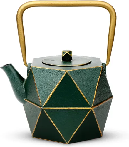 Vista 12 de Toptier Tetera con Infusor Extraíble, Hervidor de Té de Hierro Fundido Apto para Estufa, Diseño Cilíndrico de Geometría Sólida, Tetera Recubierta