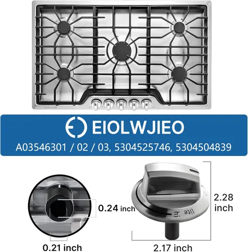 Vista 2 de Perillas de estufa de gas mejoradas 5304525746 A03546301/02/03 5304504839 para estufa Frigidaire, perilla de grabado láser para estufa Frigidaire