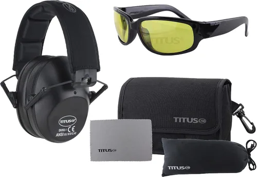 Vista 15 de TITUS Paquete combinado de orejeras y gafas de seguridad de línea delgada
