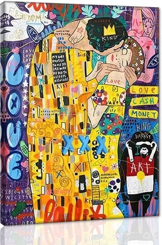 Vista 37 de Arte de pared de graffiti colorido póster impreso en lienzo creativo y moderno, pintura de graffiti de niña nunca te rindas, imágenes inspiradoras