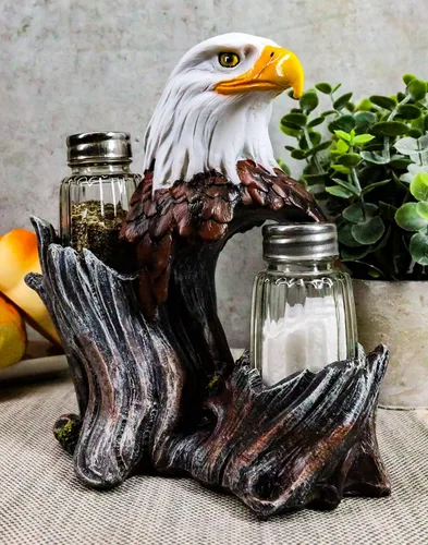 Vista 8 de Ebros Gift Patriótico Americano Águila Calva Salero y Pimentero Salero Estatuilla Decoración 7 "H Águilas Aves De Presa Rey De Los Cielos Alas De