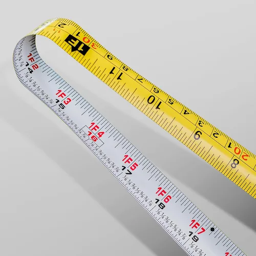Vista 3 de HAUTMEC Cinta métrica de 25 pies con marcas fraccionarias de 1/8 escala métrica/imperial doble con gancho magnético Cinta métrica para construcción