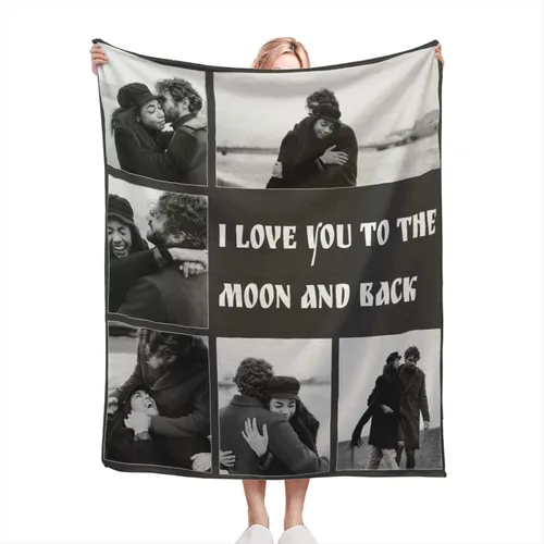 Vista 20 de Manta personalizada con fotos – Manta personalizada con fotos, regalos personalizados con imagen, manta de franela de vellón para esposa, marido