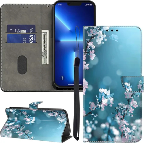 Vista 9 de ALILANG Funda para iPhone 13 Mini/iPhone 12 Mini de 5.4 pulgadas con soporte para tarjeta de crédito, funda magnética protectora de piel sintética