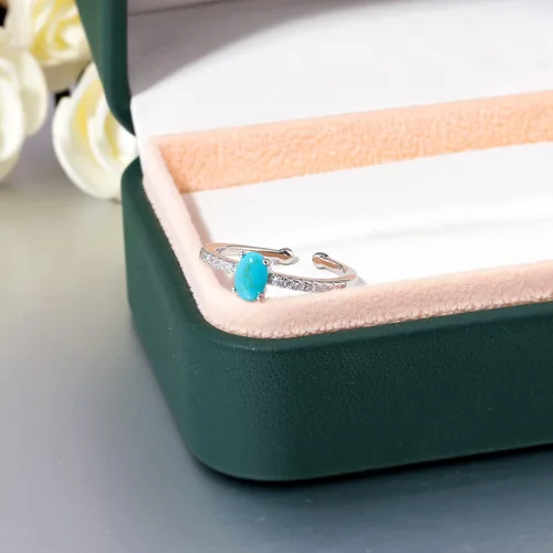 Vista 6 de CiNily Anillo de oro rosa de 14 quilates chapado en oro rosa turquesa ajustable para mujeres, adolescentes y niñas