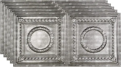 Vista 13 de FASÄDE Rosette - Panel de techo decorativo de vinilo adhesivo de 2 x 4 pies en bronce antiguo (paquete de 5)