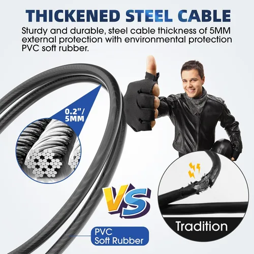 Vista 2 de Cerraduras de cable con combinación, cuerda de acero de 23.6 pulgadas para snowboard con combinación de 4 dígitos, cerraduras de puerta ajustables