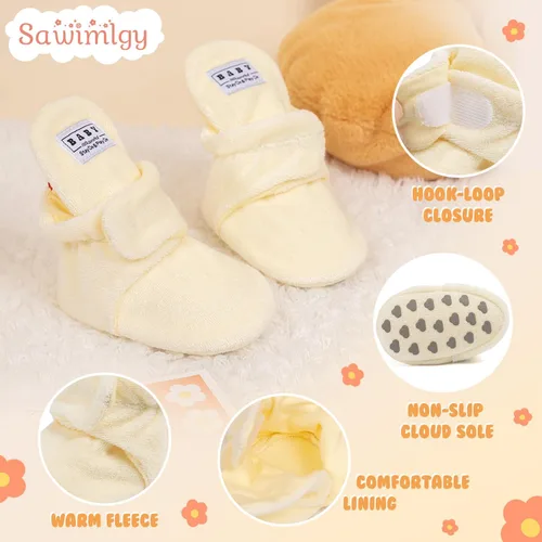 Vista 108 de Sawimlgy - Botines de algodón antideslizantes para recién nacido, con agarre, para cuna o para el invierno