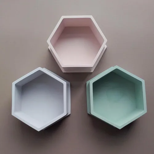 Vista 4 de Wehous 2 Piezas Moldes de Silicona para Frascos de Velas Hexagonales, Moldes de Silicona de Contenedor Geométrico Maceta para Resina Hormigón 2