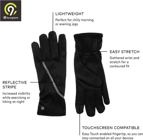 Vista 4 de C9 Champion Guante de correr ligero para mujer con tecnología de pantalla táctil, Negro