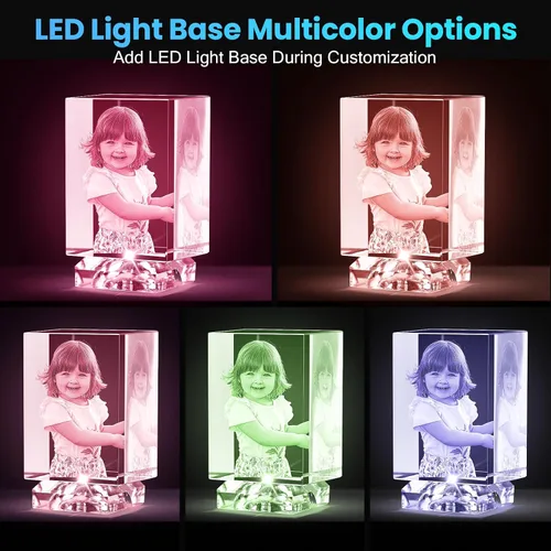 Vista 5 de Foto de cristal 3D personalizada, regalos personalizados para mujeres, esposa, hombres, mamá, papá, para ella, para él Foto grabada con láser