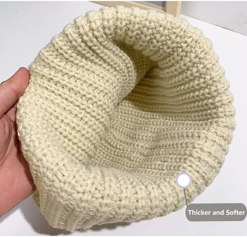 Vista 3 de Gorro con orejas de gato, lindo gorro de punto con diseño de calavera, cálido y holgado