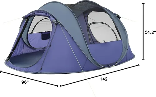 Vista 8 de 4/6 Person Easy Pop Up Tent, Waterproof, Automatic Setup,2 Doors-Instant Family Tents for Camping, Hiking & Traveling