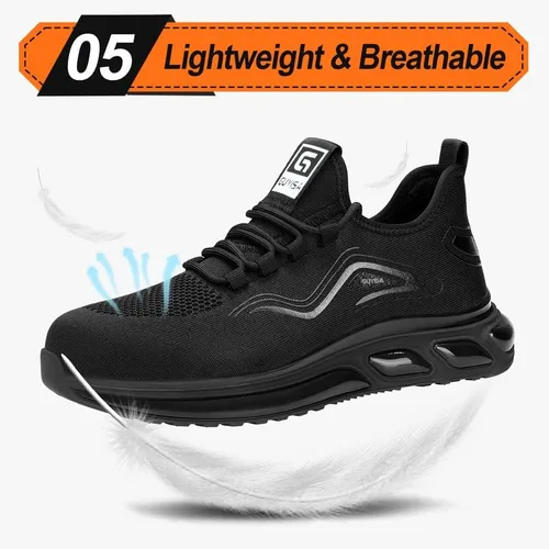 Vista 6 de Zapatos deportivos con punta de acero para hombre, zapatos ligeros para hombre, zapatos de trabajo cómodos, zapatos de seguridad con amortiguación