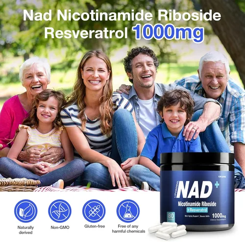 Vista 5 de NAD+ Suplemento licotinamida ribosida liposomal resveratrol 1000mg Suplemento orgánico puro para un envejecimiento saludable, cerebro, energía
