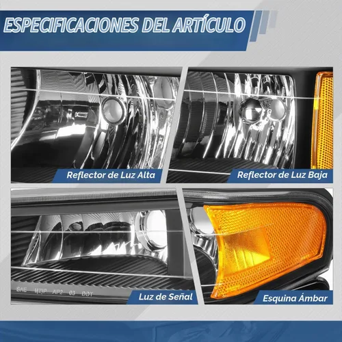 Vista 3 de Auto Dynasty Conjunto de 4 faros delanteros y lámparas de parachoques compatibles con Chevy Colorado GMC Canyon 2004-2012 Isuzu i-290 i-370 Negro