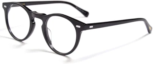 Vista 2 de EAREADA Gafas redondas vintage transparentes con borde redondo grueso y acetato para hombre