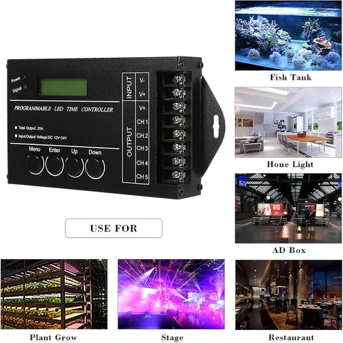 Vista 6 de Jeffergarden Multi funcional DC12 24V centralina tc420 tc420 20A programable LED controlador de tiempo 5 canales color ajustable con CD cable USB
