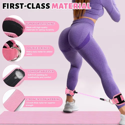 Vista 5 de RoundFunny Juego de 18 anillos de pilates esenciales para mujer, anillo de pilates y pelota de resistencia al tobillo, correa de yoga, calcetines