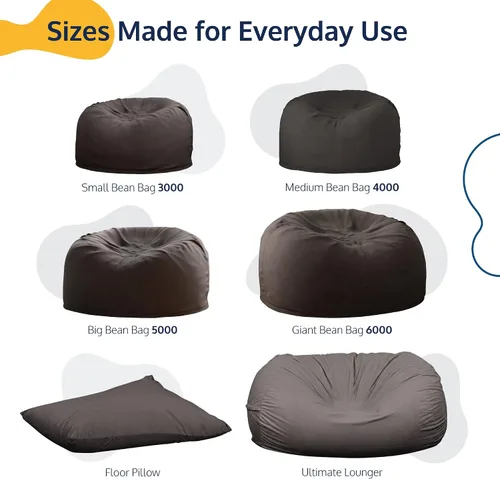 Vista 7 de ULTIMATE SACK Puf otomano de 2 pies Gamuza camello Relleno de espuma - Funda extraíble lavable