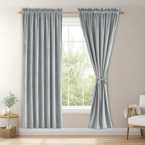 Vista 105 de JIUZHEN Cortinas de terciopelo beige de 63 pulgadas de ancho x 63 pulgadas de largo, cortinas de terciopelo retro suaves con bolsillo para barra