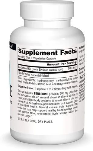Vista 3 de Source Naturals Cápsula Vegetal de Berberina, para Apoyo Gastrointestinal* - 30 Cápsulas Vegetarianas