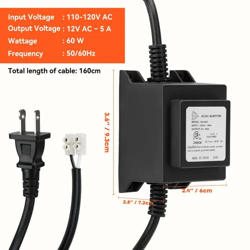 Vista 7 de onlyfire - Transformador de paisaje impermeable de 60 W, 110/120 V a CA 12 V/5 A