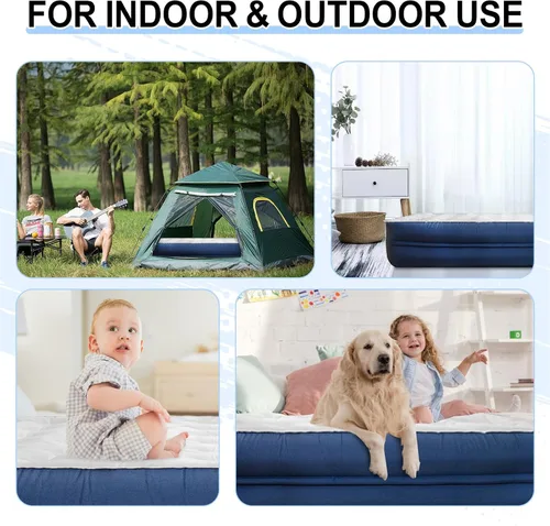 Vista 7 de Colchón de aire Queen con bomba recargable incorporada, cama inflable elevada de 18 pulgadas para acampar e invitados, inflado rápido de 3 minutos