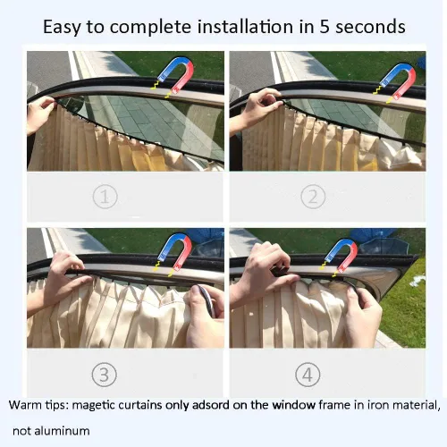 Vista 6 de ZATOOTO Parasol para ventana lateral de automóvil, 2 parasoles magnéticos de privacidad beige, cortina mantiene la pantalla más fresca para dormir
