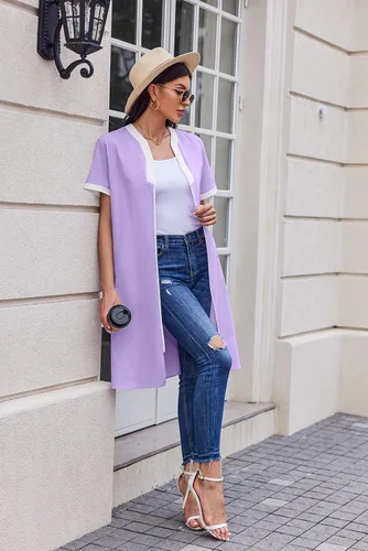 Vista 3 de Ekouaer Camisón Mujer Casas Cremallera Delantera Túnica Ligero Plumero Señora Floral Housedress Noche Casual con Bolsillo