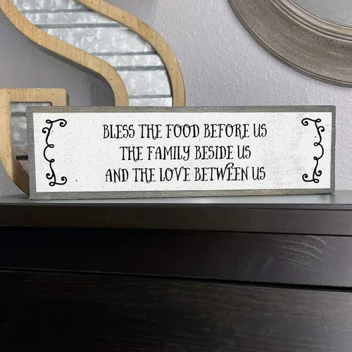 Vista 6 de Letreros de madera de cocina (medianos, madera y metal, bendiga la comida antes que nosotros, la familia a nuestro lado y el amor entre nosotros)