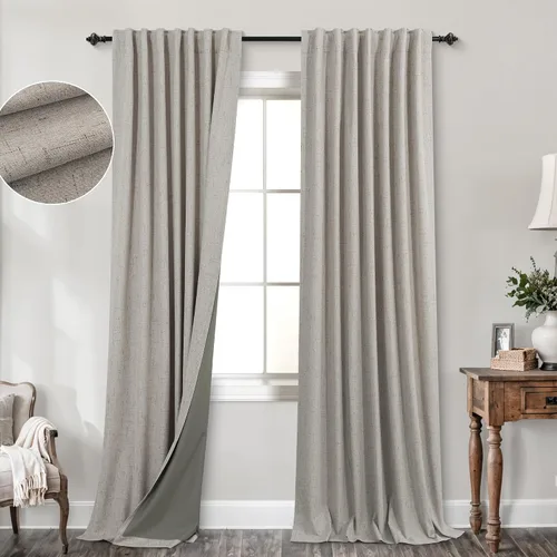 Vista 81 de KOUFALL - Cortinas de medio estilo francés de lino para ventana, juego de 2 cortinas cortas de 40 pulgadas de longitud, para privacidad, cortinas