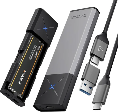 Vista 9 de iDsonix Carcasa SSD SATA M.2 NVMe, adaptador de aluminio sin herramientas, USB 3.2 Gen 2 10Gbps M2 SSD compatible con llaves M y B&M con ajuste UASP