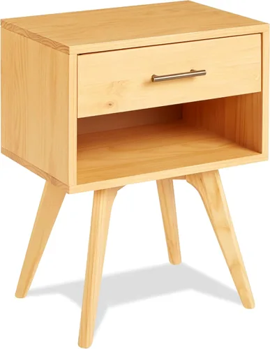 Vista 9 de Camaflexi Mid Century Modern One Drawer Nightstand/Solid Wood/Partial Assembly Required - Light Oak Finish