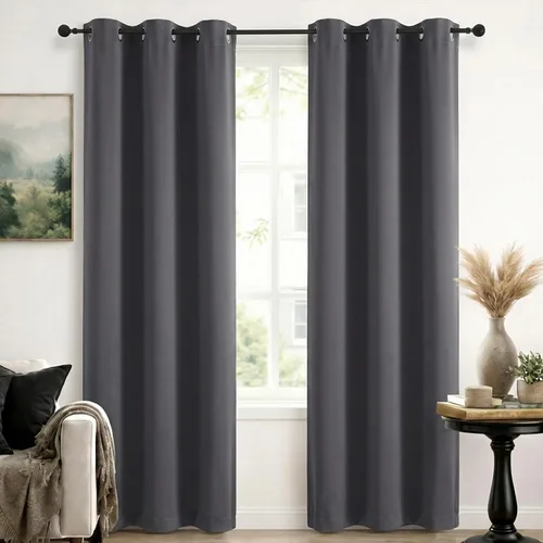 Vista 79 de Simplebrand Cortinas blancas puras de 96 pulgadas de largo para oscurecer la habitación, juego de 2 paneles para dormitorio/sala de estar, bloqueo