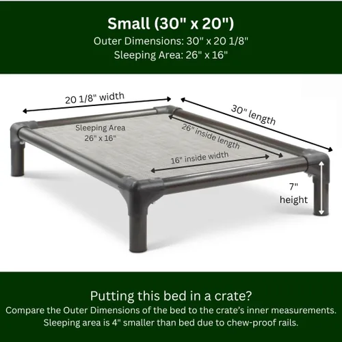 Vista 3 de Kuranda Cama elevada para perros a prueba de masticación, PVC de nogal - 30 x 20 pulgadas - Malla de Textileno Sunsure para exteriores - Abedul