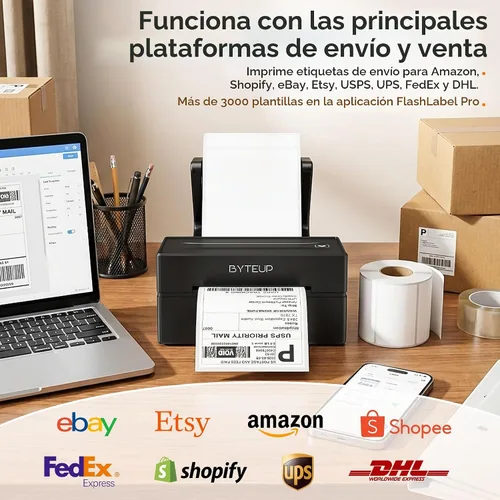Vista 4 de Bluetooth Thermal Shipping Label Printer, 4x6 Wireless for Business