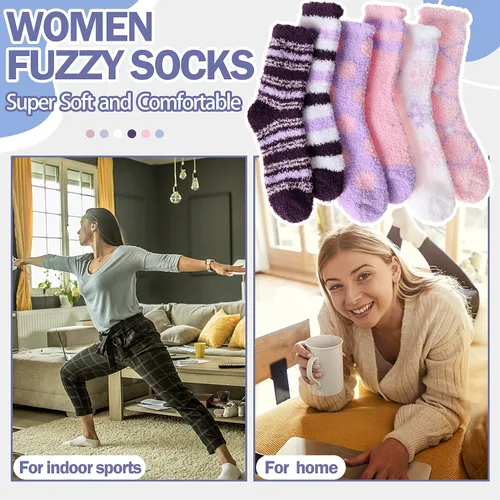Vista 6 de ANTSANG Womens Fuzzy Socks Slipper Winter Fluffy Comfy Cozy Socks Cabin Warm Home Socks