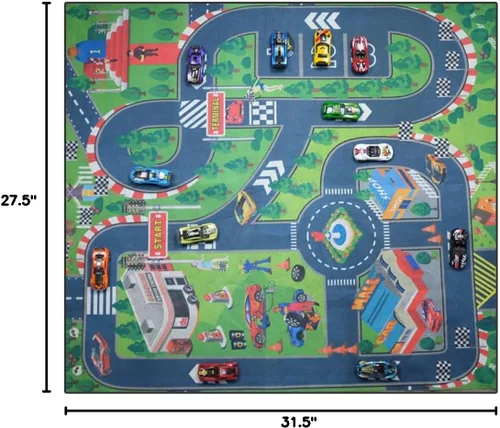 Vista 2 de Alfombra de juegos para carretera, alfombra de juego, ideal para jugar con autos, tapete educativo de tráfico por carretera para niños, aprende